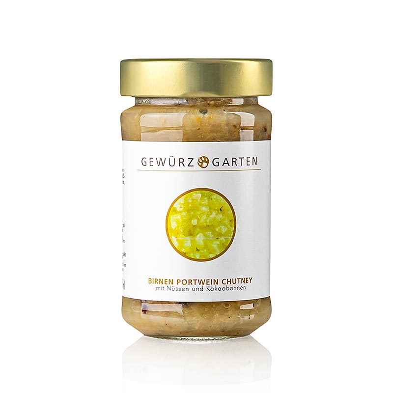 Gewürzgarten Chutney de poire au porto, avec noix, gingembre et fèves de cacao, 225 ml