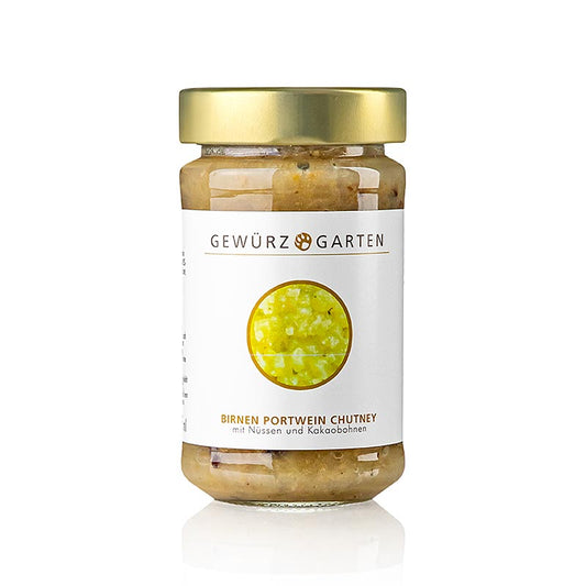 Gewürzgarten Birnen Portwein Chutney, mit Nüssen, Ingwer und Kakaobohnen, 225 ml