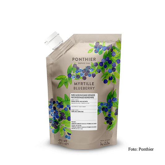 Fruchtpüree Heidelbeere mit Zucker, 1 kg - Intensive Farbe und authentischer Geschmack von Ponthier, ideal für gehobene Küche, Torten, Gebäck, Desserts und Eis
