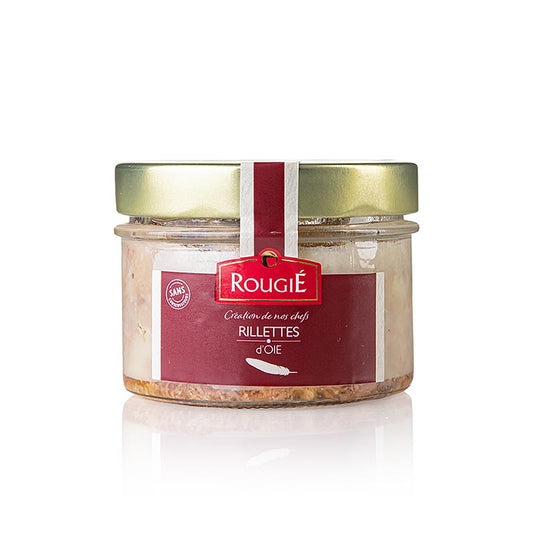 Gänserillette - Gänsefleischpastete, Rougié, 180 g Konfiertes Gänsenfleisch mit Gewürzen und Schalotten auf geröstetem Brot