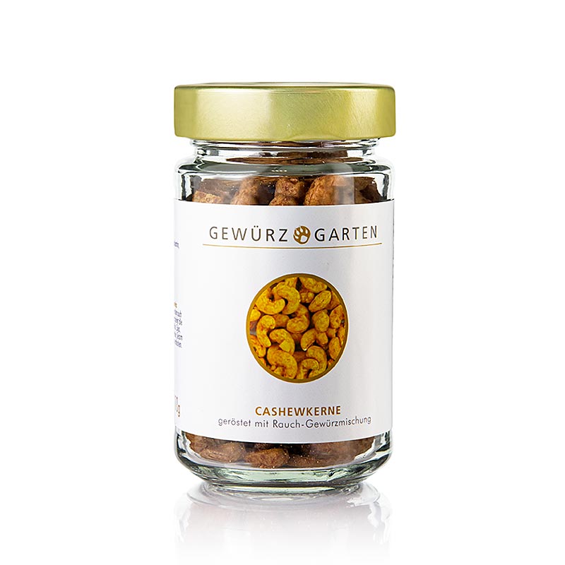 Ganze geräucherte Cashewkerne von Gewürzgarten, perfekt als Snack oder zum Verfeinern von Gerichten geeignet, 110 Gramm Packung