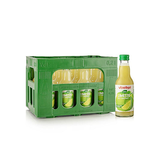 Voelkel - Succo di lime, 100% succo diretto, senza zucchero aggiunto, BIO, 2,4 l, 12 x 200 ml