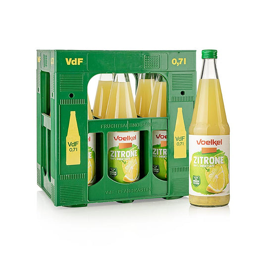 Zitronensaft, 100% Direktsaft, ungezuckert, Voelkel, BIO, 4,2 l, 6 x 700ml - Hocharomatischer, ungezuckerter Zitronensaft aus biologisch-dynamischen Demeter-Anbau Ideal für Cocktails, Erfrischungsgetränke, Tee und Joghurt-Drinks sowie Desserts, Salatdressings und Fleisch- und Fischgerichte Natürlicher Bodensatz - vor Gebrauch leicht aufschütteln!