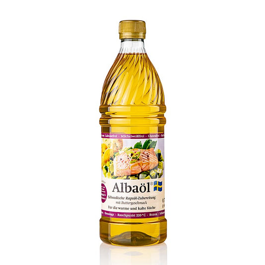Albaöl© - Rapsöl-Zubereitung, mit Buttergeschmack, Schweden, 750 ml: Hitzebeständiges Öl mit einzigartigem Buttergeschmack, ideal zum Braten, Backen und Dünsten Gewonnen aus dem speziellen Doppel-Null- Raps