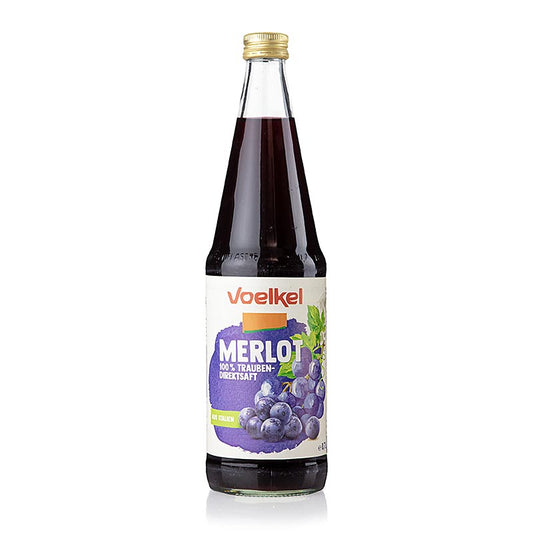 Bio Merlot Traubensaft von Voelkel, 100% Direktsaft, dunkel, 700 ml, aus sonnenverwöhnten Merlot-Trauben Hergestellt im Ursprungsland Italien