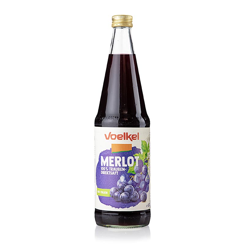 Voelkel - Jus de raisin Merlot, foncé, 100 % pur jus, BIO, 700 ml