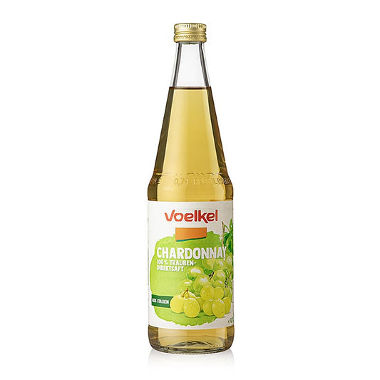 Organic 700ml Voelkel Chardonnay Grape Juice, light in color, 100% direct juice (English)