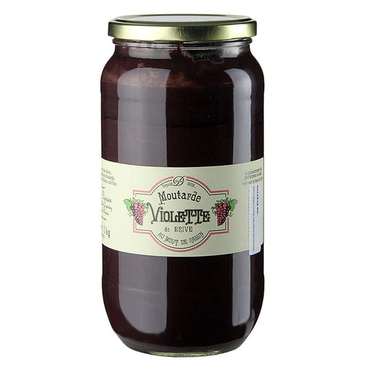 Violetter Senf, Moutarde Violette, 1 kg - Feiner, milder Senf aus dem Perigord, hergestellt nach historischem Rezept der Familie Denoix, Lieblingssenf von Papst Clemens VI, auch bekannt als Senf der Päpste, ideal als Dip zu Steaks in den Restaurants des Périgord