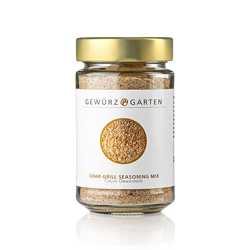 Gewürzgarten Char Grill Seasoning Mix, Cajun Gewürzsalz, 180 g - Eine Mischung aus pakistanischem Kristallsalz, Chili, Knoblauch, Kreuzkümmel und Kräutern, ideal zum Würzen von Grillfleisch in der Cajun-Küche der Südstaaten der USA