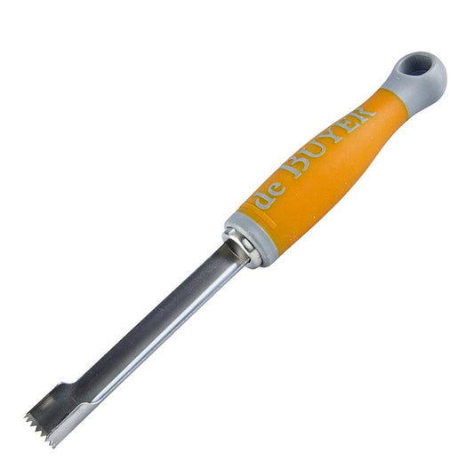 German: deBUYER Entkerner Universal, ø 13mm, 9cm lang,Edelstahl/Kunststoff orange, 1 St - Hochwertiger Entkerner aus Edelstahl und Kunststoff in leuchtendem Orange, 13mm Durchmesser und 9cm Länge, ideal zum Entfernen von Kernen aus Obst