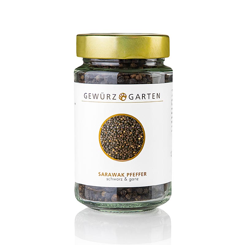 Gewürzgarten Sarawak Pfeffer, schwarz, ganz, 130 g - hochwertiger schwarzer Pfeffer in ganzer Form, perfekt für die Verfeinerung von Gerichten, 130 Gramm Verpackung