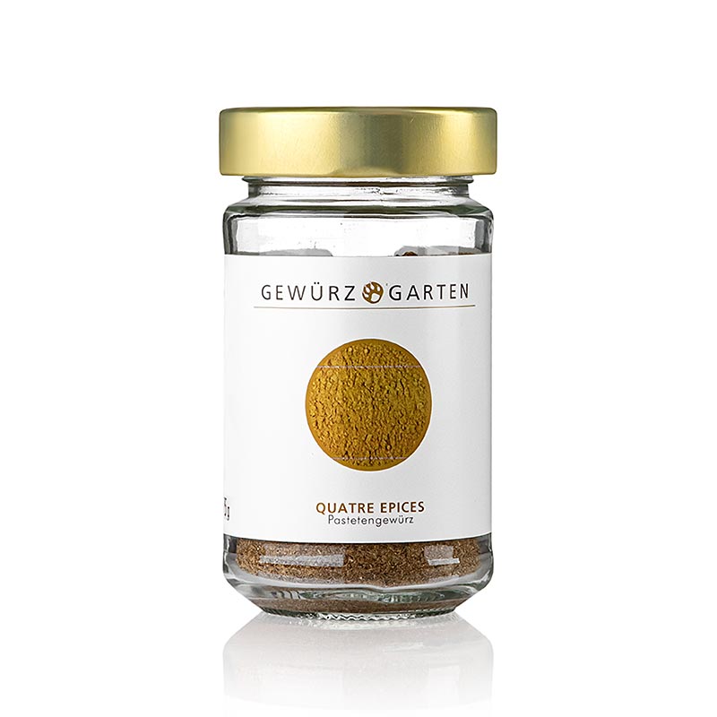 Gewürzgarten Quatre Epices - Pastetengewürz, 95 g für traditionelle französische Pasteten, Terrinen und Ragouts sowie eingelegtes Gemüse und Fleischgerichte