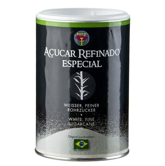 Weißer Rohrzucker aus Brasilien, ideal für Cocktails und Patisserie, fein und löslich
