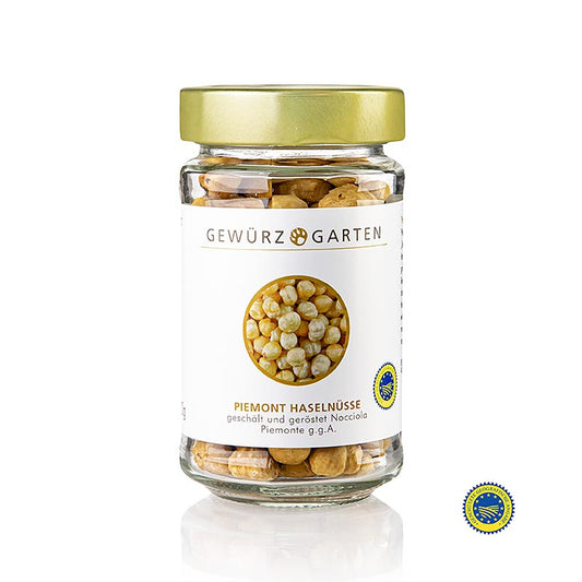 Ganze, geschälte und geröstete Piemont Haselnüsse der Sorte Tonda Gentile delle Langhe in 110 g Packung
