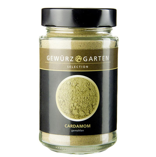 Gewürzgarten Cardamom, in der Hülse gemahlen, 100 g - hochwertiges Gewürz mit würzigem, süßlichem Aroma, perfekt für Fleisch, Fisch, Gemüse, Kompott, Pudding, Wurst, Brot, Kuchen, Marinaden und Punsch Beliebt in der asiatischen Küche und als Hauptbestandteil von indischen Masalas und Currypulver