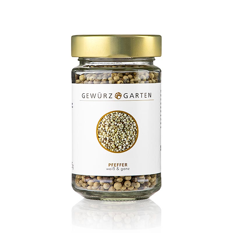 Gewürzgarten Pfeffer, weiß, ganz, 135 g - Aromatischer Pfeffer für helle Saucen, Suppen, Marinaden und Einmachen