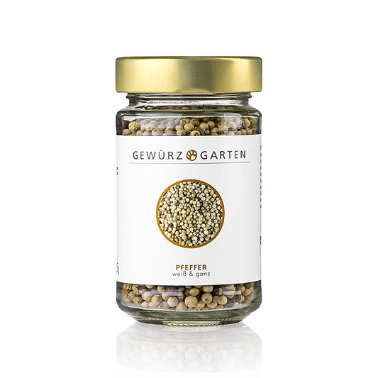 Gewürzgarten Pfeffer, weiß, ganz, 135 g - Aromatischer Pfeffer für helle Saucen, Suppen, Marinaden und Einmachen