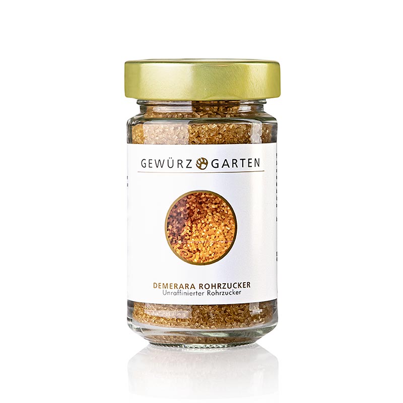 Demerara Zucker, aus Rohrzucker, mit Karamell-Note, 200 g - natürliche süße Spezialität von der Insel Mauritius mit reichhaltigem Aroma und dezentem Karamellgeschmack, ideal als Topping für Kekse, Gebäck und Dessert und für einen besonderen Crunch in Kaffee