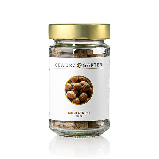 Bild eines 125 g Gewürzgarten Muskatnuss, ganz, mit aromatischen ätherischen Ölen Passt gut zu Milchprodukten, Gemüse, Kartoffeln, Eiern, Käse, Saucen und aromatisiert Desserts und Gebäcke
