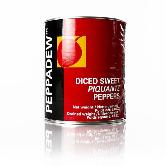 Süß-pikante gewürfelte Pepperdew Kirschpaprika in 3kg-Packung, perfekte Zutat für Salate und Antipasti, vielseitig und köstlich eingelegt