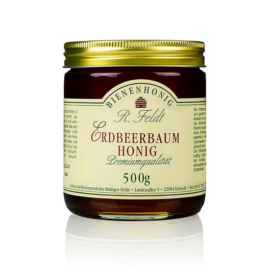Erdbeerbaum-Honig, hell-bernsteinfarben, bitter-süß, 500 g - Rarität mit adstringierender Wirkung, passend zu Schafskäse und Pfannkuchen