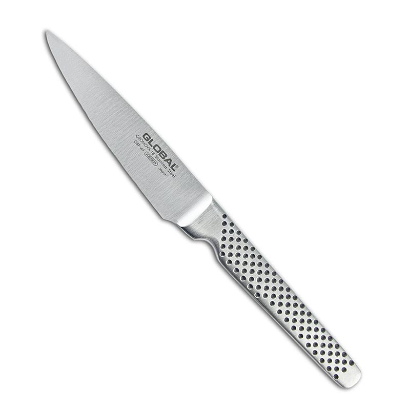 Global GSF-49 Allzweckmesser, geschmiedet, 11cm, 1 St - Hochwertiges, geschmiedetes Allzweckmesser aus Molybdän-Vanadium Stahl mit Edelstahlgriff und Sandkornfüllung für perfekte Balance, geeignet für Rechts- und Linkshänder