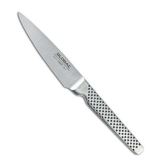 Global GSF-49 Allzweckmesser, geschmiedet, 11cm, 1 St - Hochwertiges, geschmiedetes Allzweckmesser aus Molybdän-Vanadium Stahl mit Edelstahlgriff und Sandkornfüllung für perfekte Balance, geeignet für Rechts- und Linkshänder