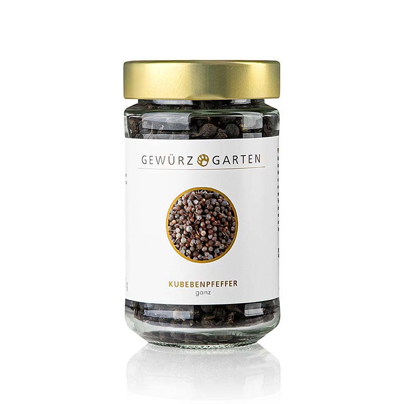 Gewürzgarten Kubebenpfeffer - Javanischer Pfeffer, Schwanz- oder Stielpfeffer, 90 g - Exotisches Gewürz mit trocken-holzigen, kampferartigen und mentholartigen Aromen, das in Indonesien und Afrika angebaut wird Ideal zum Würzen von Fleisch- und Gemüsegerichten, zum Spicken von Fleisch oder als Tellerdekoration