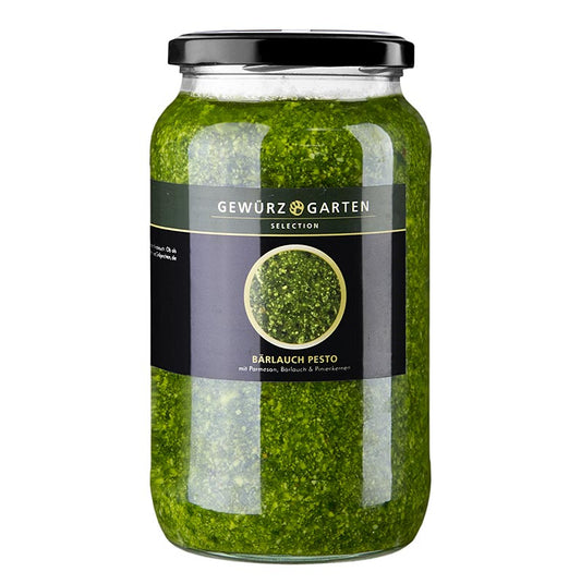 Gewürzgarten Bärlauch Pesto, 900ml Glas (SA), 900 ml - Handwerklich hergestelltes Pesto aus frisch geerntetem Bärlauch, ideal zum Würzen von Nudeln, Brot, Fleisch oder Gemüse Geeignet für Hobbyköche und Profiköche