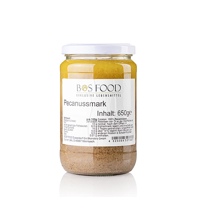BOS FOOD Polpa di noci pecan, 100% polpa senza additivi, 650 g