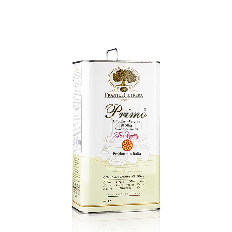 Flasche natives Olivenöl Extra, Frantoi Cutrera Primo Monti Iblei, 100% Tonda Iblea, 3 l, hergestellt aus 100% Tonda Iblea Oliven mit frischem, fruchtigem und intensivem Duft von grünen Tomaten und aromatischen frischen Kräutern, ideal zum Verfeinern von Bruschetta, gebratenem oder gegrilltem Fleisch, Fisch oder Wild sowie rohem und gegartem Gemüse