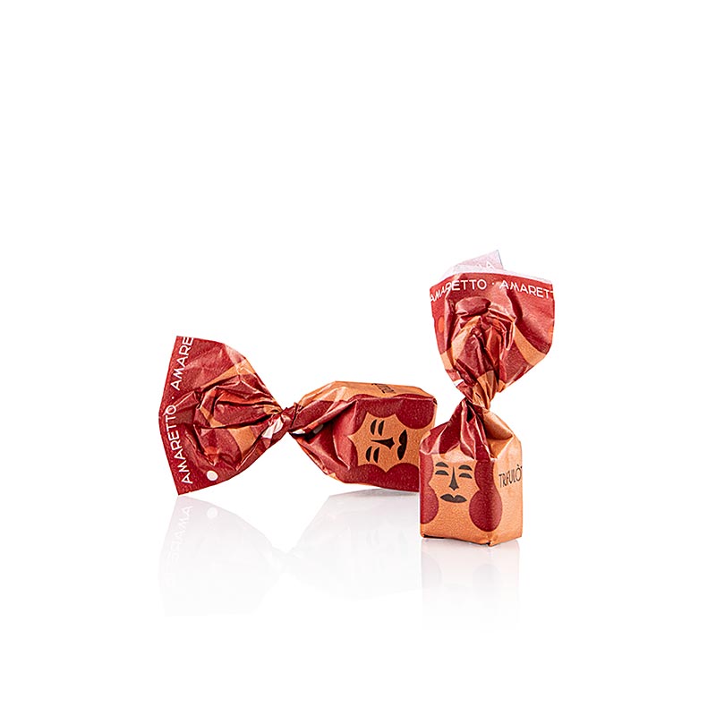 Tartuflanghe Mini Trüffelpralinen - Dolce d'Alba, Amaretto, mit Mandeln, ca 7g, rosa, 1 kg - Bild einer exquisiten Praline aus dunkler Schokolade, sizilianischen Mandeln und Amaretto-Biskuits, hergestellt von Tartuflanghe in bester Qualität