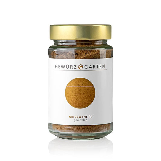 Gemahlene Gewürzgarten Muskatnuss, 120 g - aromatisch und vielseitig verwendbar für Milchprodukte, Gemüse, Saucen und süße Gebäcke