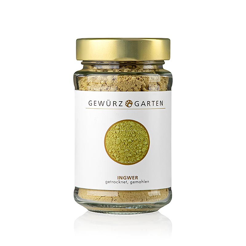 Gewürzgarten Ingwer Pulver, getrocknet, gemahlen, 90 g - Gewürz mit erfrischend zitrusartigem Geruch und warm-aromatischem, leicht brennendem Geschmack, ideal für Currypulver, Berbere, Fünf-Gewürze-Pulver, Quatre Espices, würziges Gebäck, pikante Suppen und Saucen