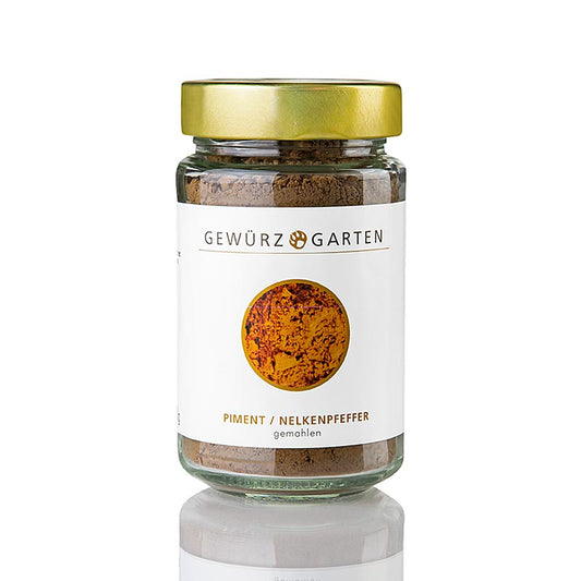 Gemahlener Gewürzgarten Piment/Nelkenpfeffer, 110 g - aromatische Beeren mit Anklängen an Zimt und Muskat, ideal für Gewürzmischungen, Curry, Wurst, Pasteten, Lebkuchen, Suppen, Schmorgerichte, Marinaden und Saucen