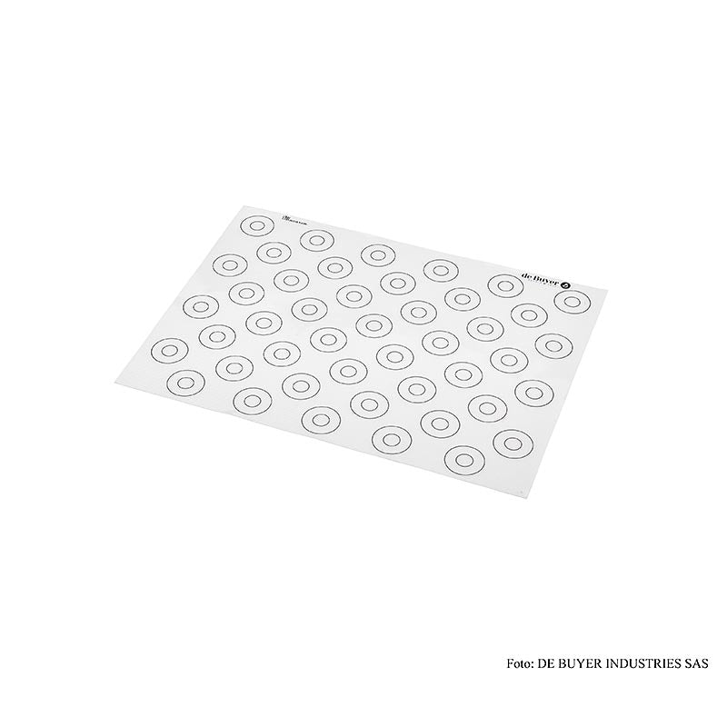 Tappetino da forno in silicone deBUYER, liscio, 44 segni per macarons ø 15-35 mm, 40x30 cm, 1 pz.