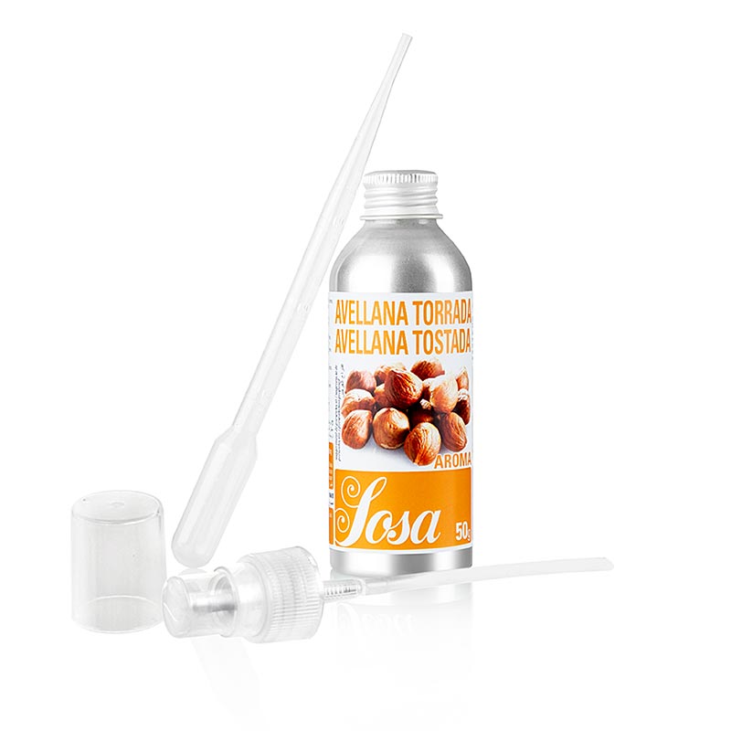 Flasche mit 50 g flüssigem Aroma Natural geröstete Haselnuss von Sosa aus Spanien
