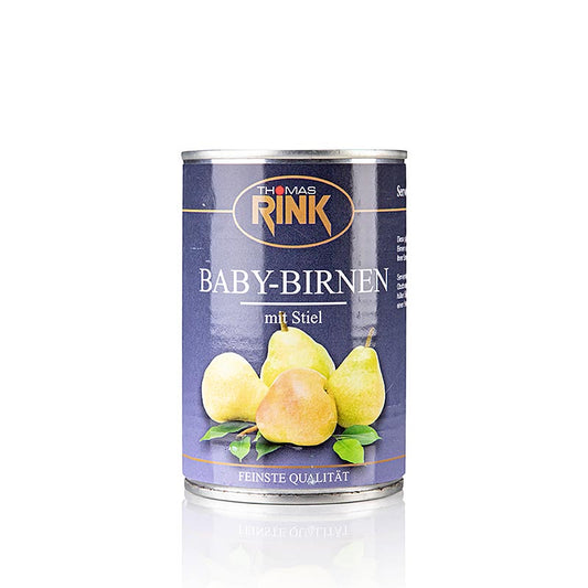 Zarte und leicht gezuckerte Baby-Birnen mit Stiel, ca 7-9 Stück, 425 g, in optimalem Reifezustand geerntet und verarbeitet für feine Qualität