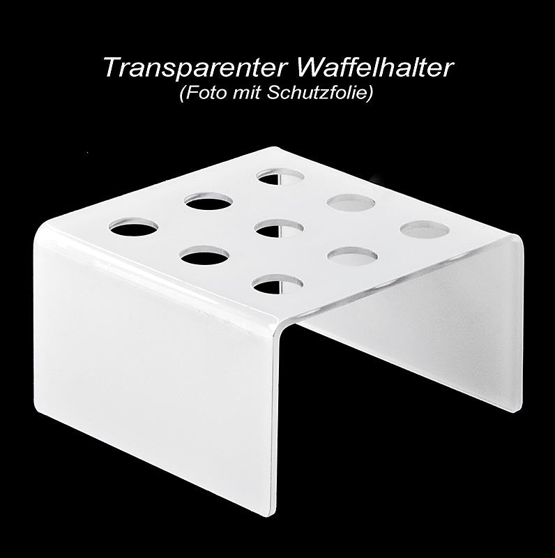 German: Plexiglas lichtgrauer Mini-Waffelhörnchen-Halter, quadratisch, für 9 Hörnchen