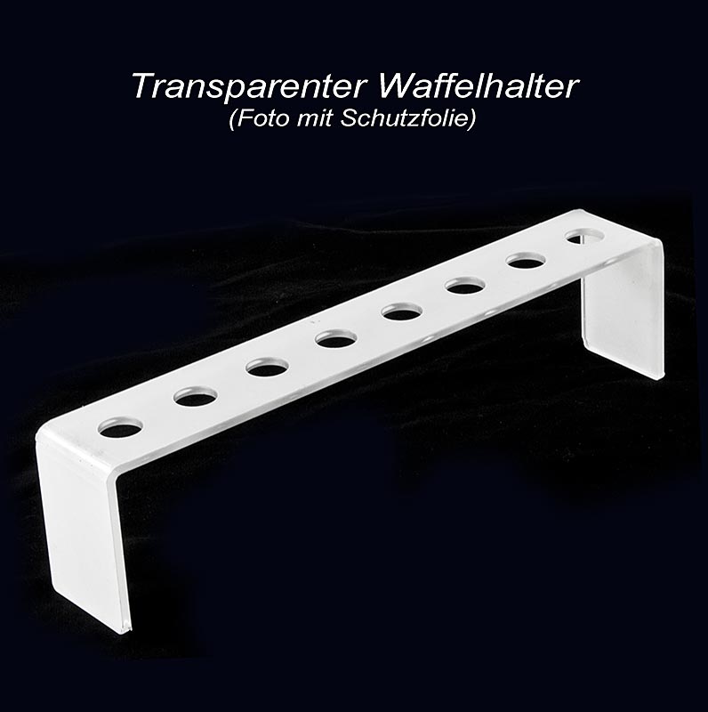 Tischständer aus lichtgrauem Plexiglas für 8 Mini-Waffelhörnchen mit 2cm Durchmesser Ideal für Präsentation bei Tisch oder Buffet