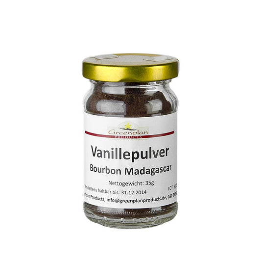 Fein gemahlenes Bourbon-Vanillepulver aus Madagaskar, ideal zum Aromatisieren von Desserts, Torten, Sahne, Eis und herzhaften Saucen
