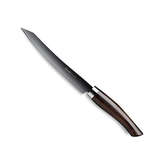 Couteau à trancher Nesmuk Janus 5.0, 160 mm, virole en acier inoxydable, manche en grenadille, 1 pièce