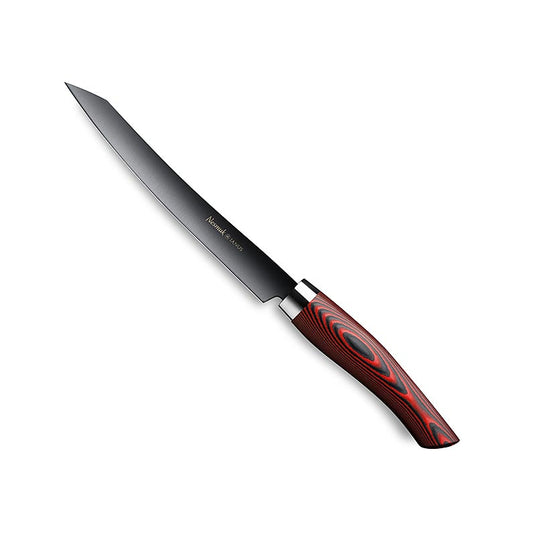 Couteau Nesmuk Janus 5.0, 160 mm, virole en acier inoxydable, manche en micarta rouge, 1 pièce