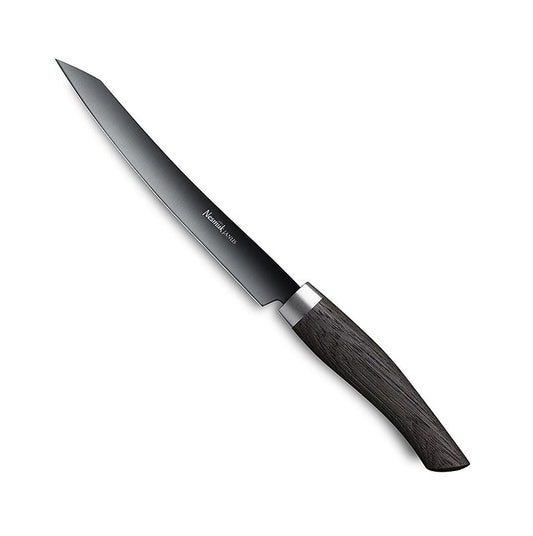 Couteau à trancher Nesmuk Janus 5.0, 160 mm, virole en acier inoxydable, manche en chêne de Moore, 1 pièce