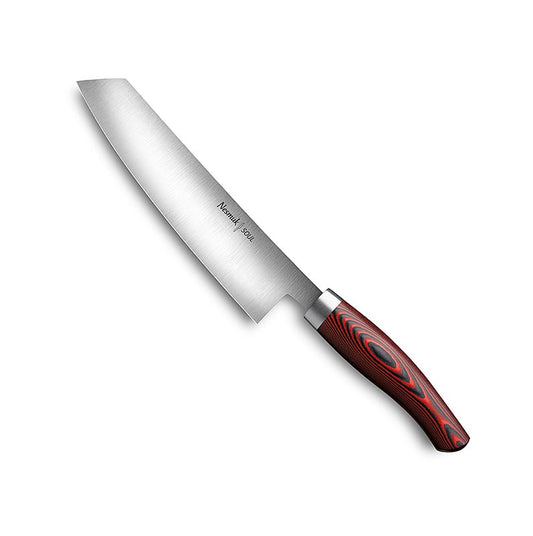 Nesmuk Soul 30 Kochmesser, 180mm, with stainless steel bolster, red Micarta handle, and 1 piece