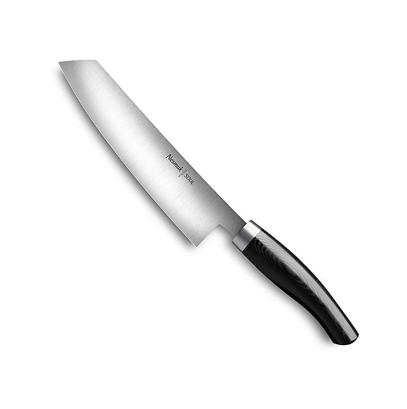 High-quality Nesmuk Soul 30 Kochmesser with 180mm blade, stainless steel bolster, and black Micarta handle