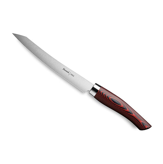 Nesmuk Soul 30 Slicer, 160mm, mit Edelstahlzwinge und Griff aus rotem Micarta, hochwertiges Küchenmesser