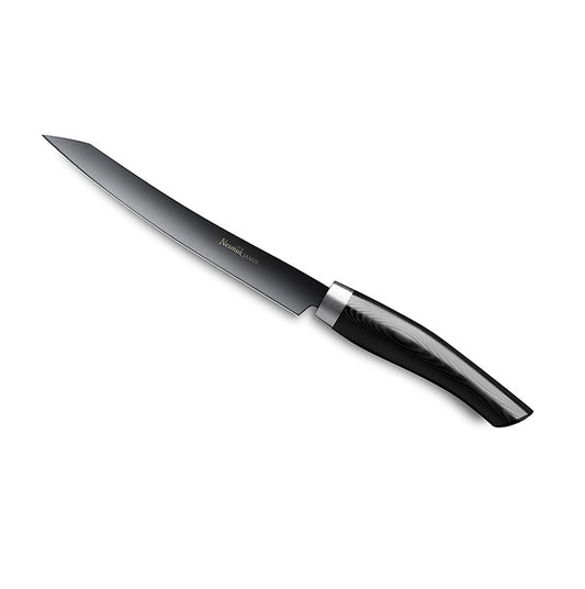 High-quality Nesmuk Soul 30 Slicer with 160mm blade, stainless steel ferrule, and black Micarta handle, 1 piece