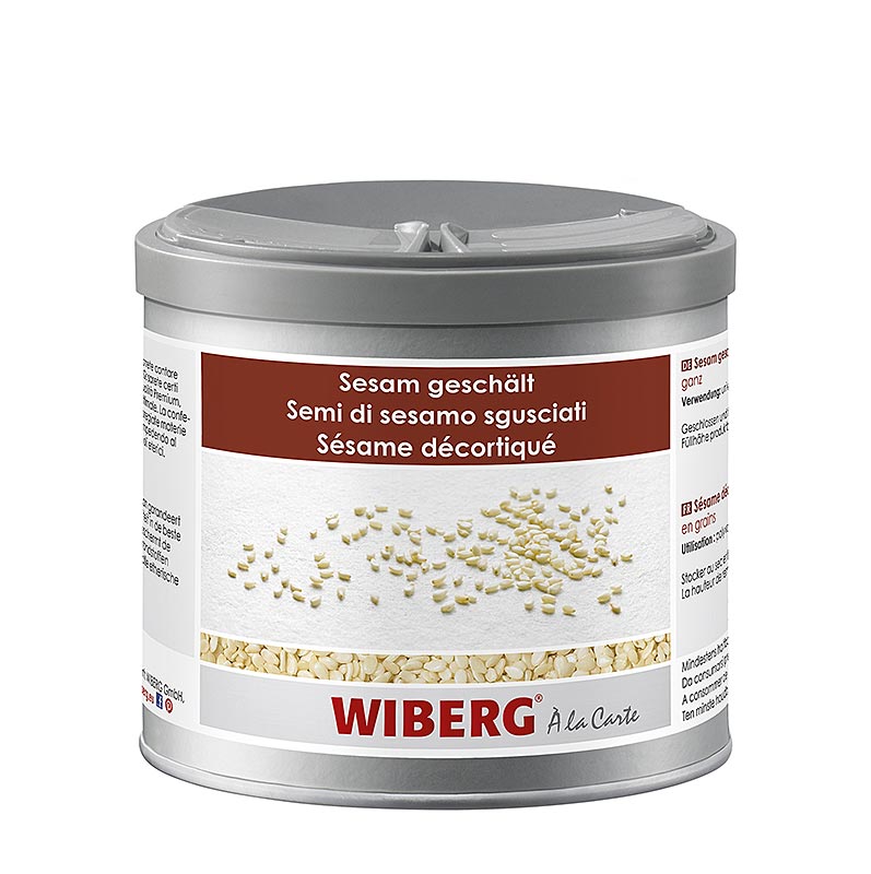 German: Hochwertige geschälte Sesamsamen von Wiberg, 290 g Verpackung, für eine Vielzahl von kulinarischen Anwendungen geeignet