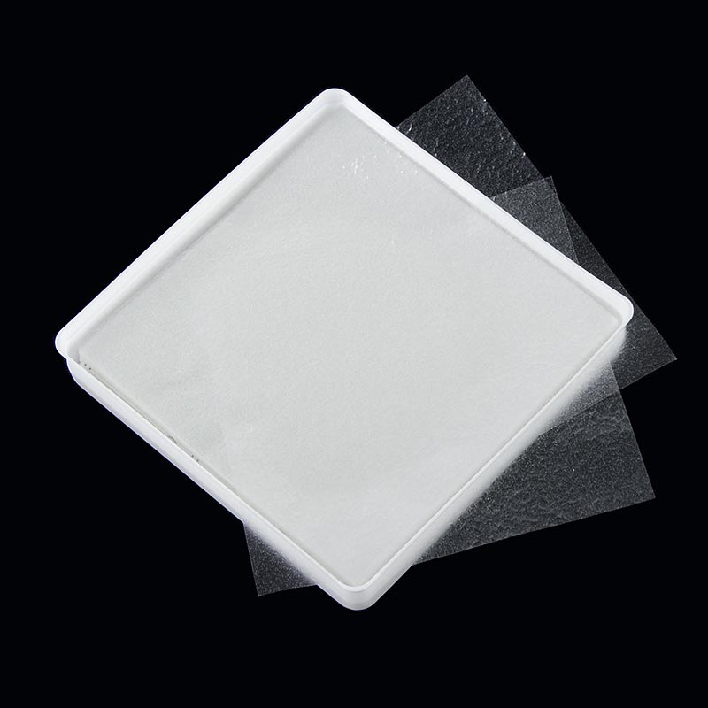 Transparente Kartoffelstärke-Oblaten, quadratisch, 9x9cm, 200 Stück, ideal für süße und herzhafte Avantgarde-Gerichte Verwendbar als essbares Trägermaterial für Millefeuilles und transparente Raviolitaschen